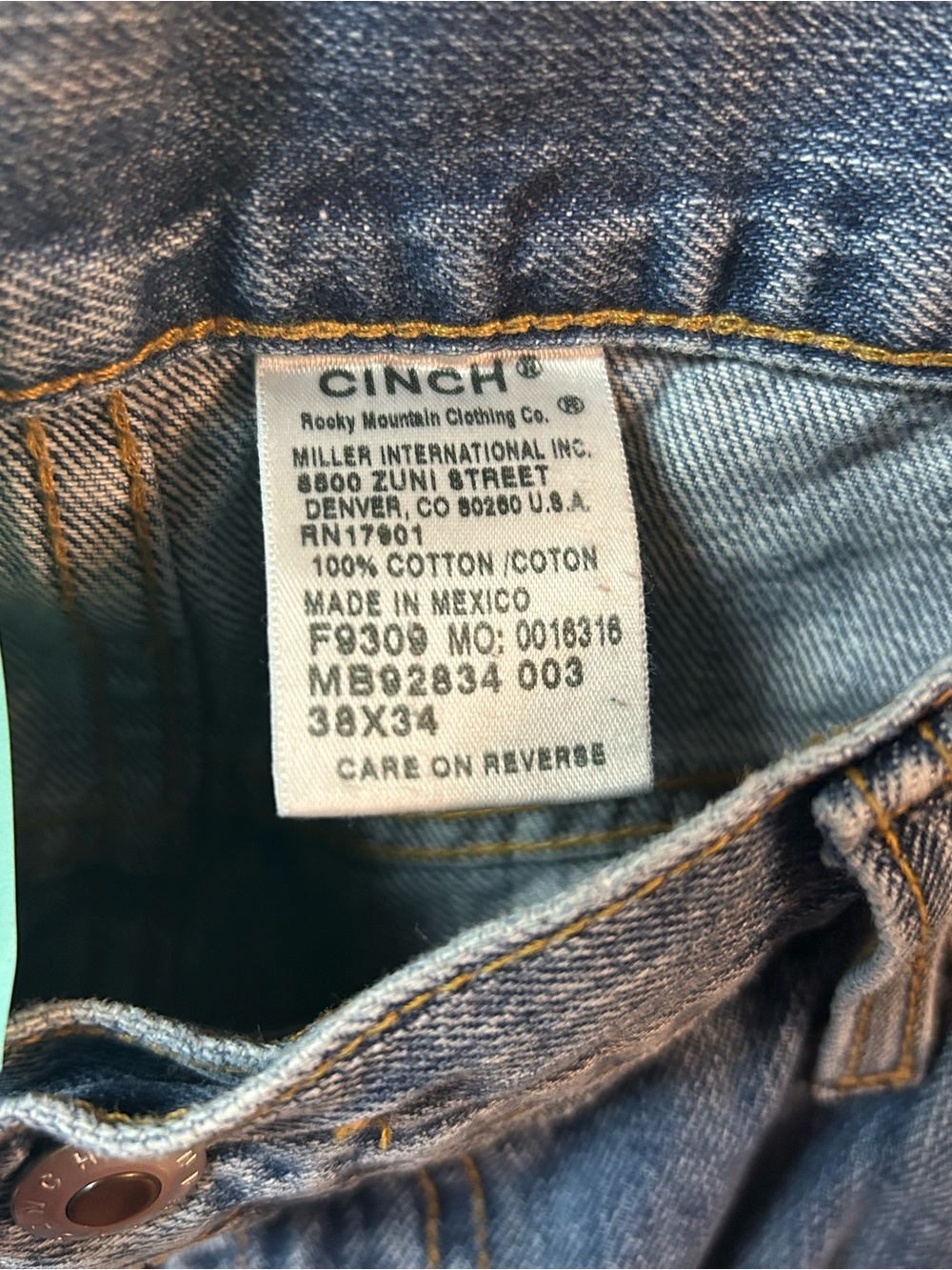Cinch Jeans Men's White Label Mid Rise Straight Leg Blue MB92834 003 SZ 38x34.EC - Picture 4 of 8